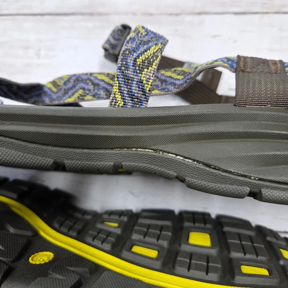 Chaco Sandals‎ Mens 13 Brown Blue Yellow Double Strap Toe Loop J105515